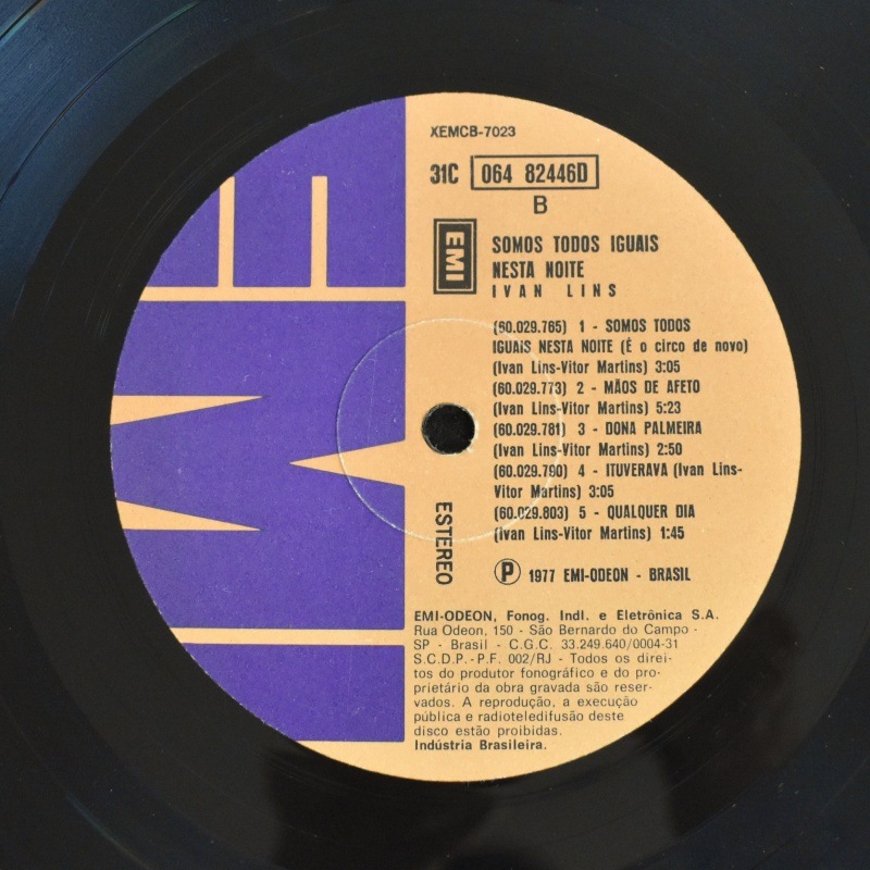 Ivan Lins - Somos Todos Iguais Nesta Noite [LP] 盤美品