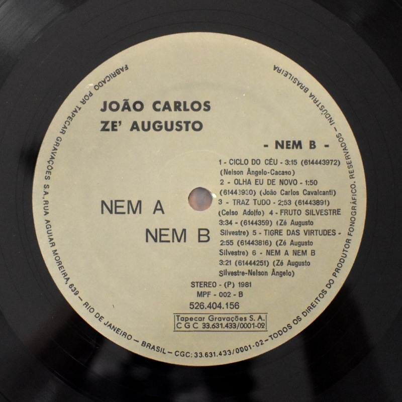 Joao Carlos, Ze Augusto - Nem A Nem  [LP]