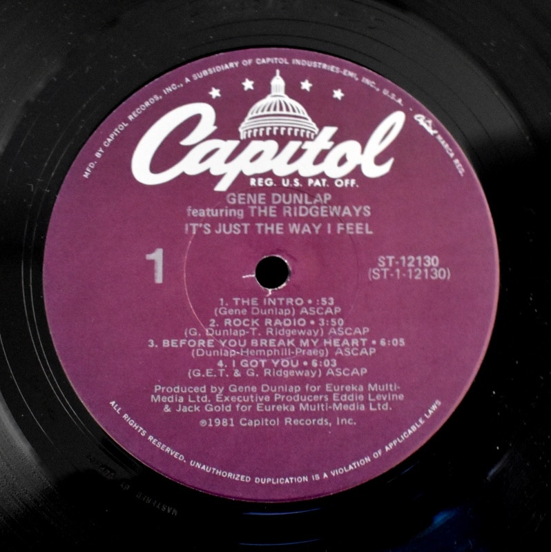 Gene Dunlap Featuring The Ridgeways - It's Just The Way I Feel [LP