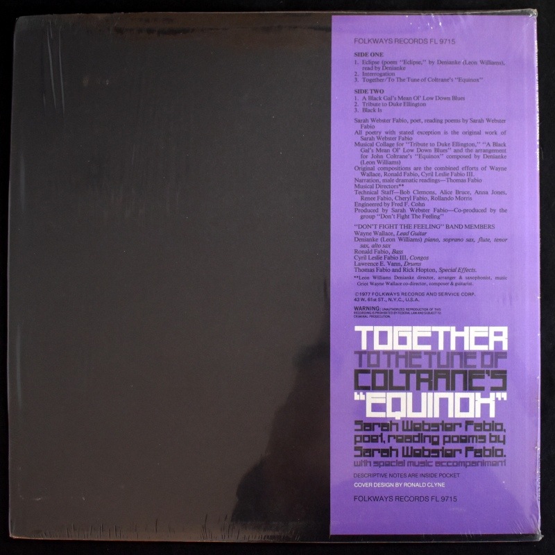 Sarah Webster Fabio - Together To The Tune Of Coltrane's "Equinox" (Sarah Webster Fabio, Poet, Reading Poems By Sarah Webster Fabio, With Special Music Accompaniment)��[LP]