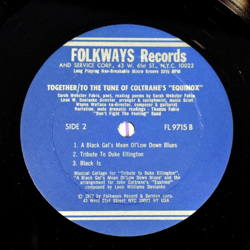 Sarah Webster Fabio - Together To The Tune Of Coltrane's "Equinox" (Sarah Webster Fabio, Poet, Reading Poems By Sarah Webster Fabio, With Special Music Accompaniment)��[LP]