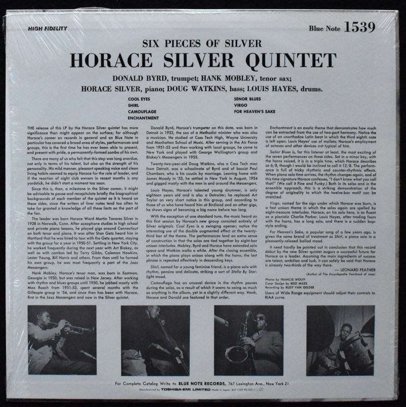 Horace Silver Quintet - 6 Pieces Of Silver [LP]｜JAZZ,Hard Bop