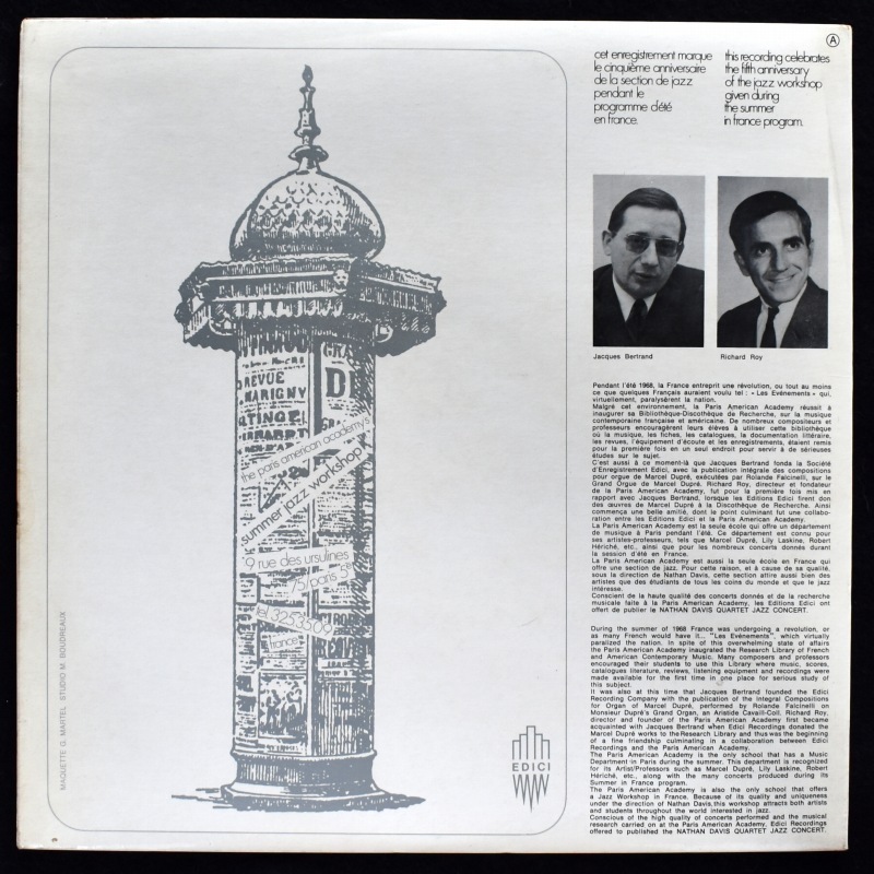 Nathan Davis Quartet Jazz Concert In A Benedictine Monastery [LP