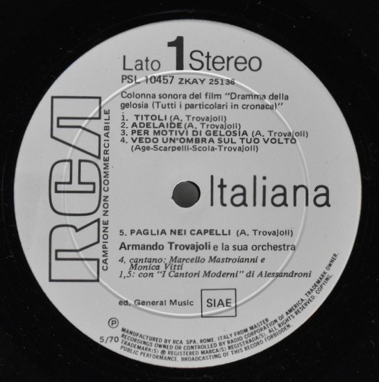 Armando Trovaioli - Dramma Della Gelosia (Tutti I Particolari In