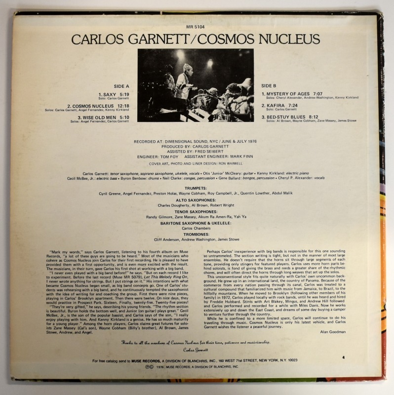 Carlos Garnett - Cosmos Nucleus [LP]｜JAZZ,JAZZ FUNK / SOUL