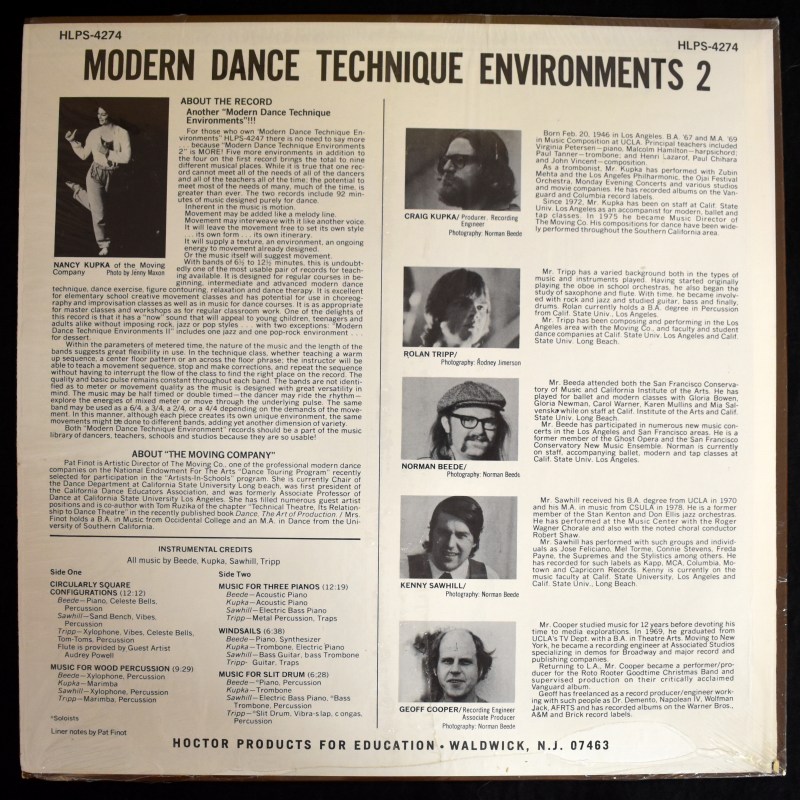 Craig Kupka - Modern Dance Technique Environments   [LP]