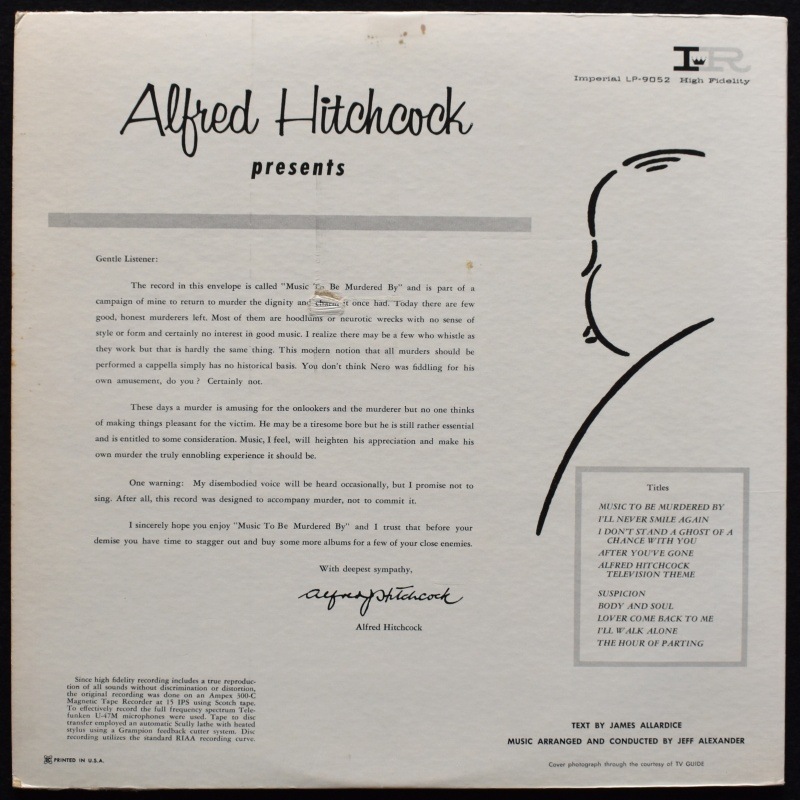 Alfred Hitchcock - Presents Music To Be Murdered By  [LP]58ǯ���ꥸ�ʥ롡������