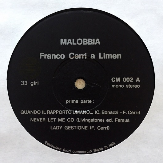 Franco Cerri - A Limen  Malobbia - CM 002 ( Promo )