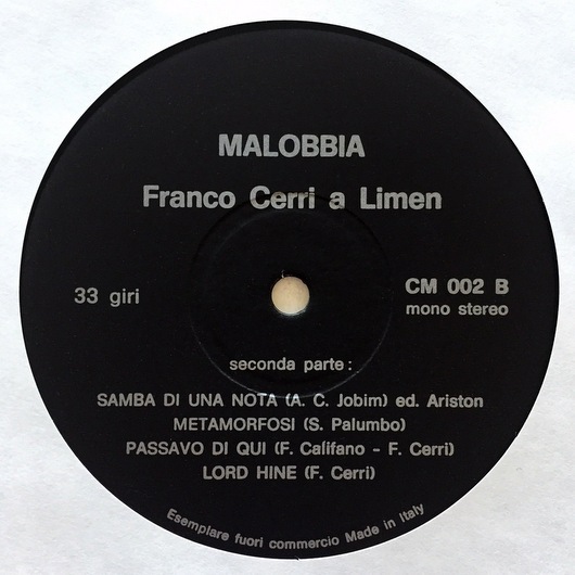 Franco Cerri - A Limen  Malobbia - CM 002 ( Promo )