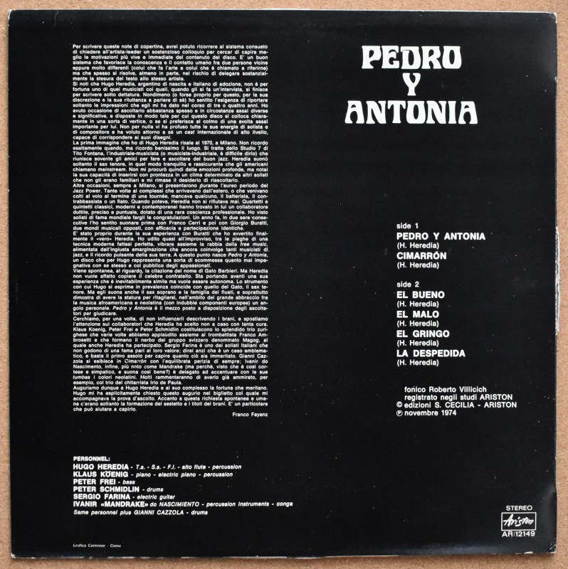 Hugo Heredia - Pedro Y Antonia  [LP]
