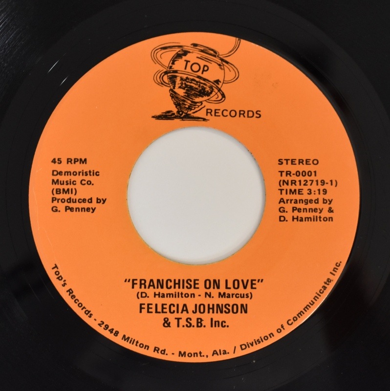 Felecia Johnson & T.S.B. Inc. - Franchise On Love / I Can't Kiss You Tonight   [7inch]