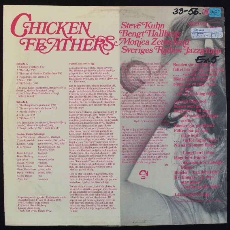 洋楽 monica zetterlund CHICKEN FEATHERS LP Monica Zetterlund – Chicken Feathers – Vinyl (LP, Album