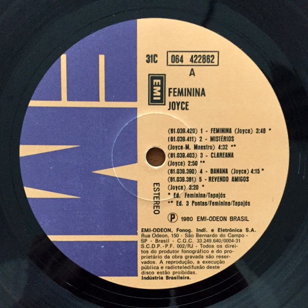 Joyce ‎– Feminina ” Incluindo Claraeana”表記なし オリジナル