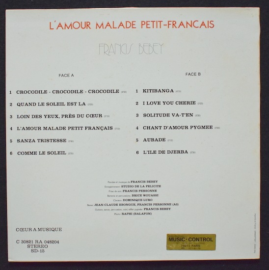 Francis Bebey - L'Amour Malade Petit - Francais