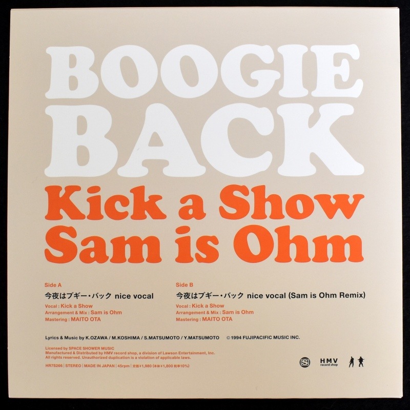 Kick A Show - Boogie Back = ����ϥ֥������Хå�(Nice Vocal) / ST (Sam is Ohm Remix)   [7inch]