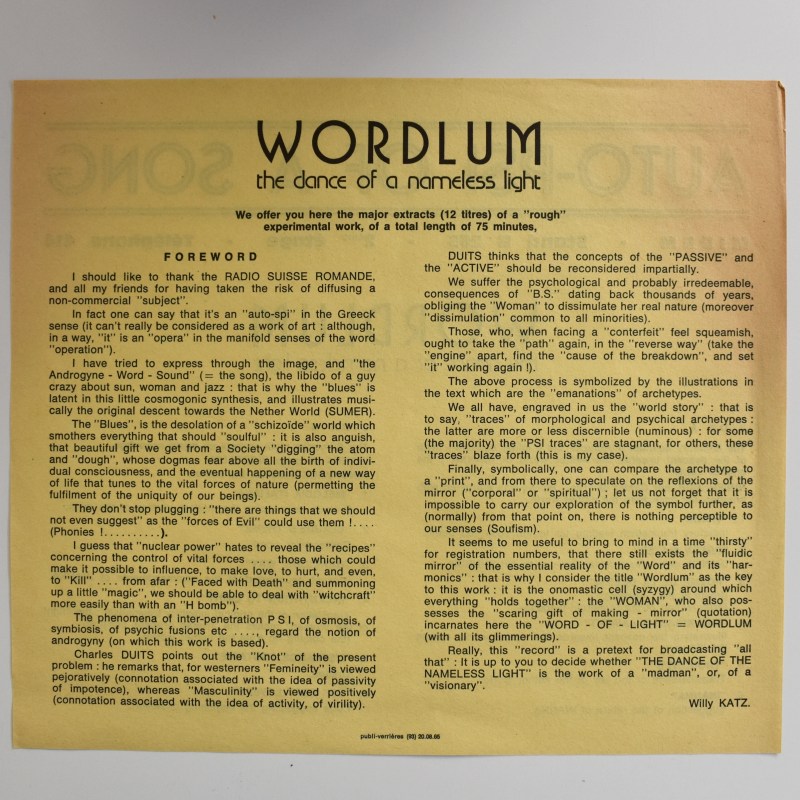 Wordlum - The Dance Of A Nameless Light    [LP]