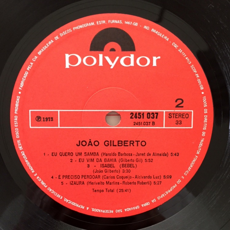 Joao Gilberto 73年ブラジルオリジナル盤 LP João Gilberto ‎– João Gilberto 73年ブラジルオリジナル、エンボス