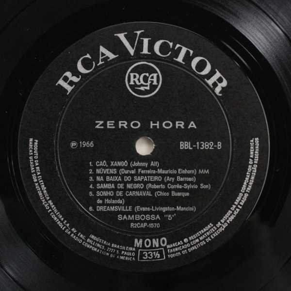 Sambossa 5 ‎– Zero Hora 　オリジナル盤 Sambossa 5 - Zero Hora｜BRAZIL,BOSSA NOVA｜Paddy Field Records