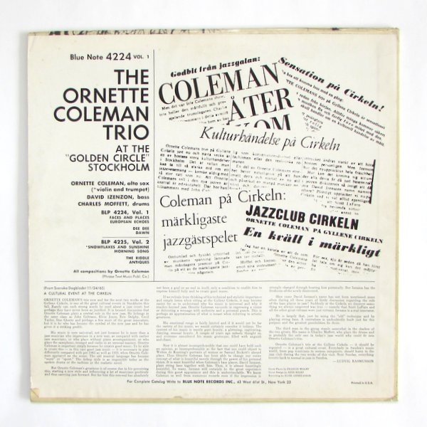 The Ornette Coleman Trio - At The "Golden Circle" Stockholm �� Volume One