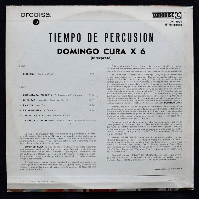Domingo Cura x 6 - Tiempo De Percusion  [LP]