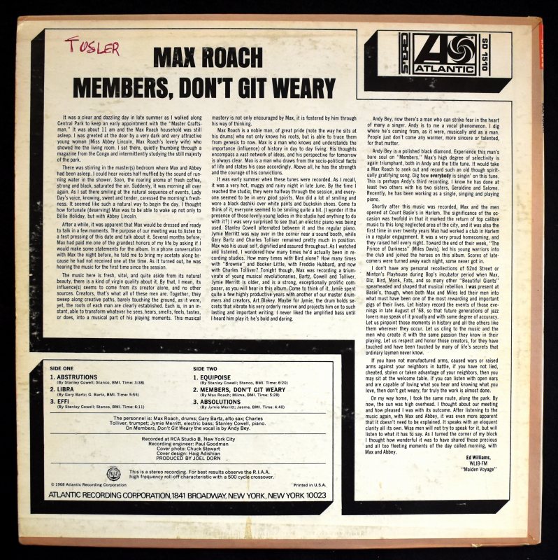 Max Roach - Members, Don't Git Weary    [LP]