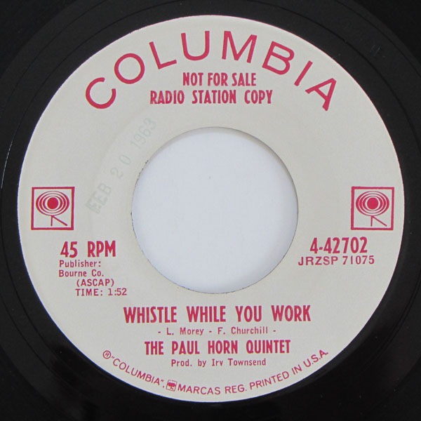 The Paul Horn Quintet - O'Apito No Samba / Whistle While You Work