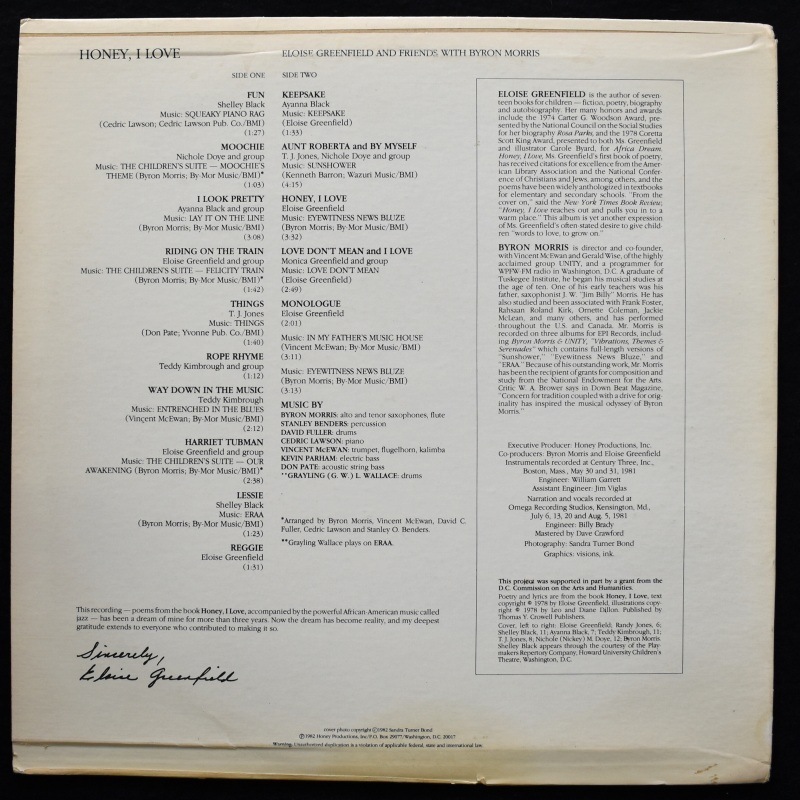 Eloise Greenfield And Friends With Byron Morris - Honey, I Love  [LP]