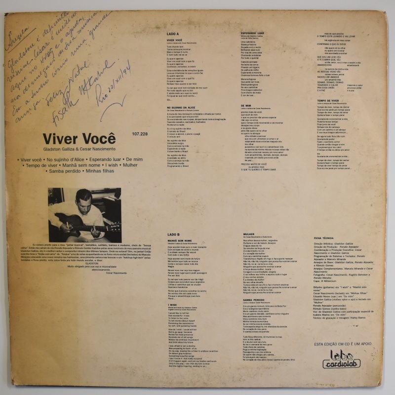 Gladston Galliza, - Cezar Nascimento - Viver Voce   [LP]