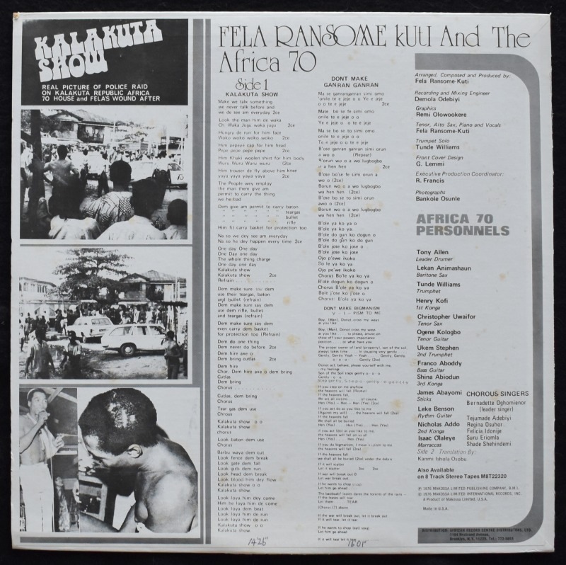 Fela & Africa 70 - Kalakuta Show  [LP]