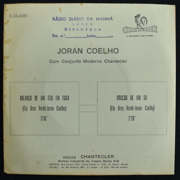 Joran Coelho - Balanco De Um Eco Em Fuga / Oracao De Um So [7inch]