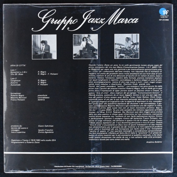 Gruppo Jazz Marca – Aria Di Città GRUPPO JAZZ MARCA - ARIA DI CITTA' – ( - IAF LP J 6002