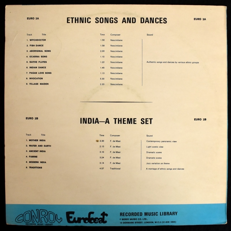 Nascimbene / F. De Masi - Ethnic Songs And Dances / India-A Theme Set      [LP]