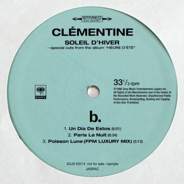 クレモンティーヌ Soleil D'hiver プロモ盤レコード Clémentine ‎– Soleil D'hiver ~ Special Cuts From The Album