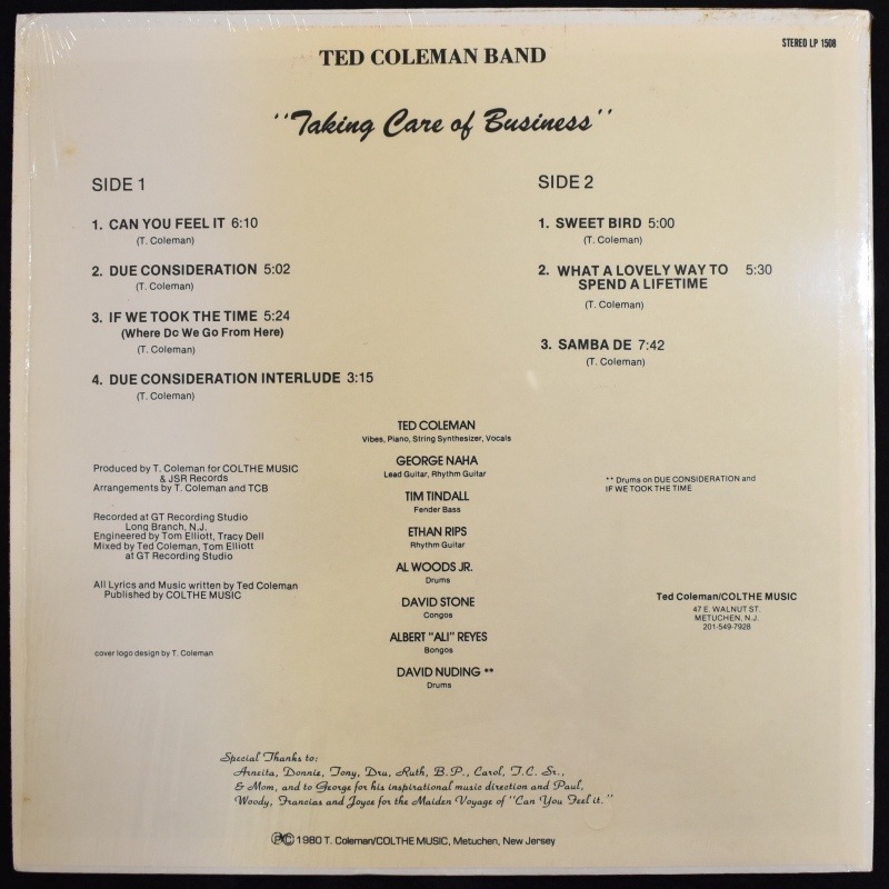 米LP Ted Coleman Band Taking Care Of Business JSR1508 JSR RECORDS 未開封 /00260 Ted Coleman Band - Taking Care Of Business [LP]｜JAZZ,JAZZ FUNK