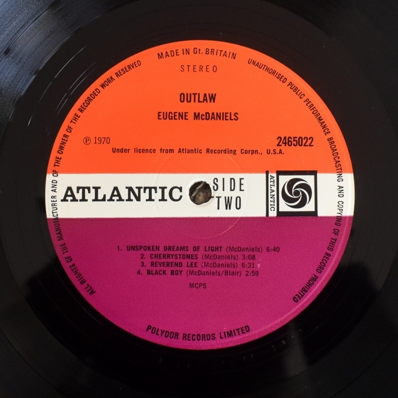 Eugene McDaniels -Outlaw     [LP] �쥢��71ǯUK�����ꥸ�ʥ�ץ쥹