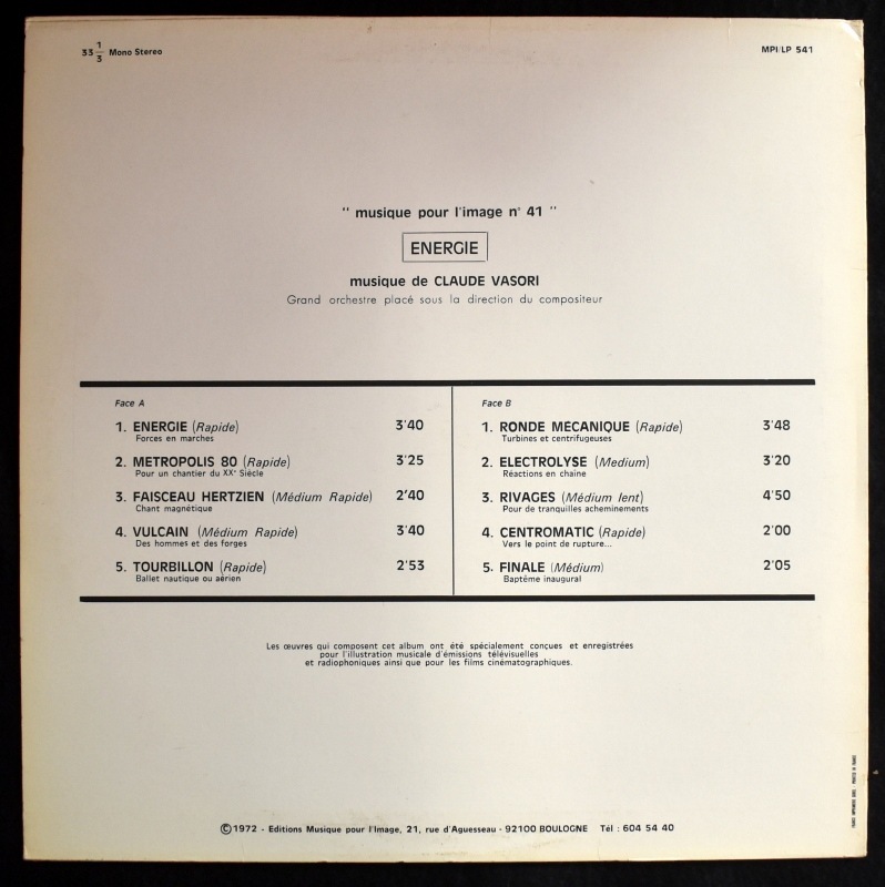 Claude Vasori - Energie      [LP]
