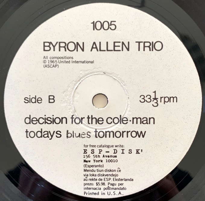 The Byron Allen Trio :  The Byron Allen Trio 65ǯUS ESP ꥸʥ