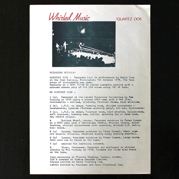 Max Eastley /  Steve Beresford /  Paul Burwell /  David Toop - Whirled Music