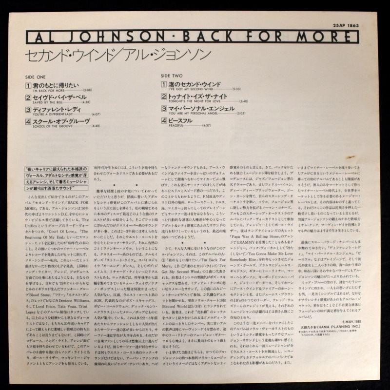 Al Johnson - Back For More      [LP]