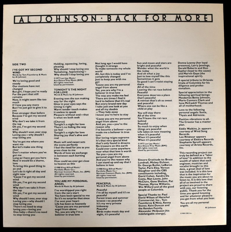 Al Johnson - Back For More      [LP]