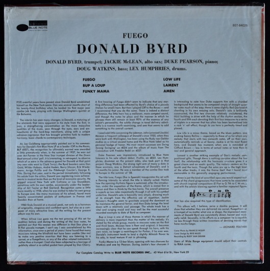 【希少名盤】【中古LPレコード】BLUE NOTEドナルド・バードFUEGO 希少名盤】【中古LPレコード】BLUE NOTEドナルド・バードFUEGO DONALD