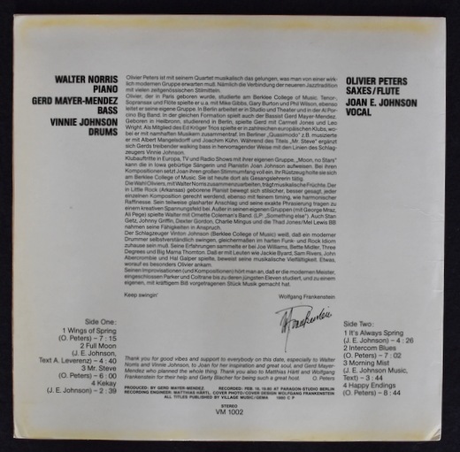 Olivier Peters Quartet Feat. Joan Johnson - Wings Of Spring