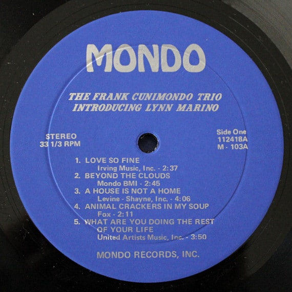 The Frank Cunimondo Trio Introducing Lynn Marino ‎– The Frank
