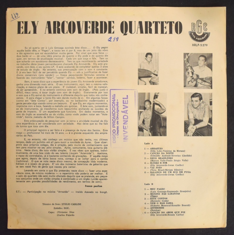 Ely Arcoverde Quarteto - Ely Arcoverde Quarteto   [LP]