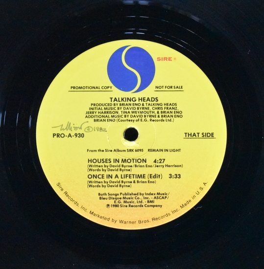 プロモ盤 Talking Heads レコード