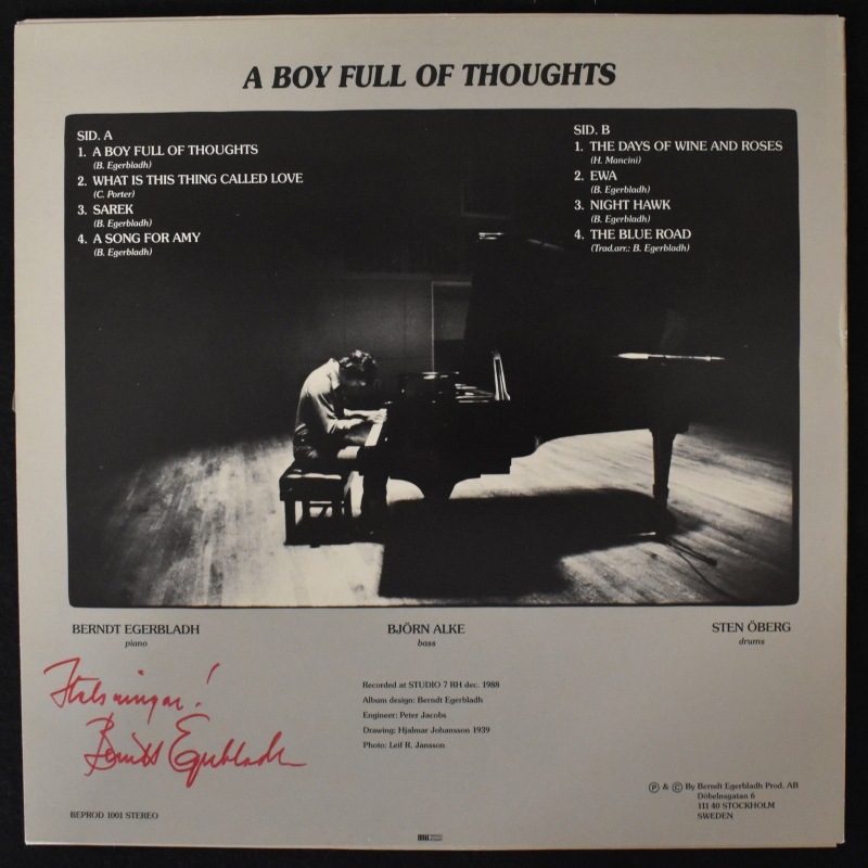 Berndt Egerbladh - A Boy Full Of Thoughts [LP]｜JAZZ,Euro Jazz