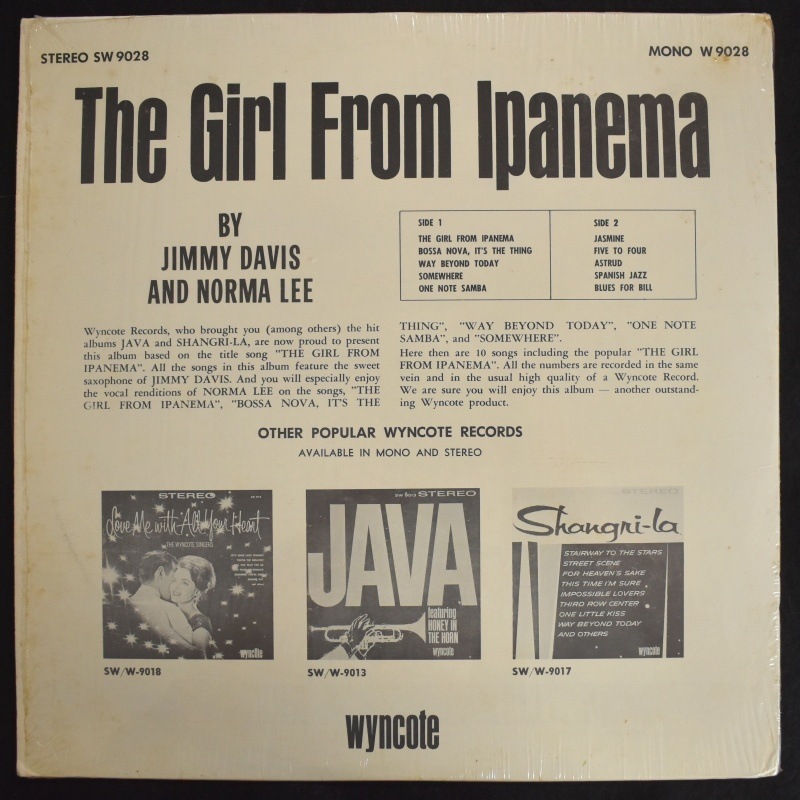Jimmy Davis And Norma Lee - The Girl From Ipanema   [LP]��Giles Peterson " Jasmine "