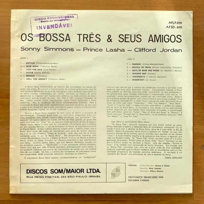 Bossa Tres Com Sonny Simmons, Clifford Jordan, Prince Lasha -Os Bossa Tres & Seus Amigos