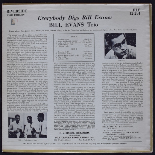 Bill Evans Trio - Everybody Digs Bill Evans����Ρ��֥롼��DG ���ꥸ�ʥ�