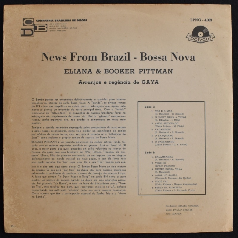 Eliana & Booker Pittman - News From Brazil - Bossa Nova   [LP] ׼ɹ